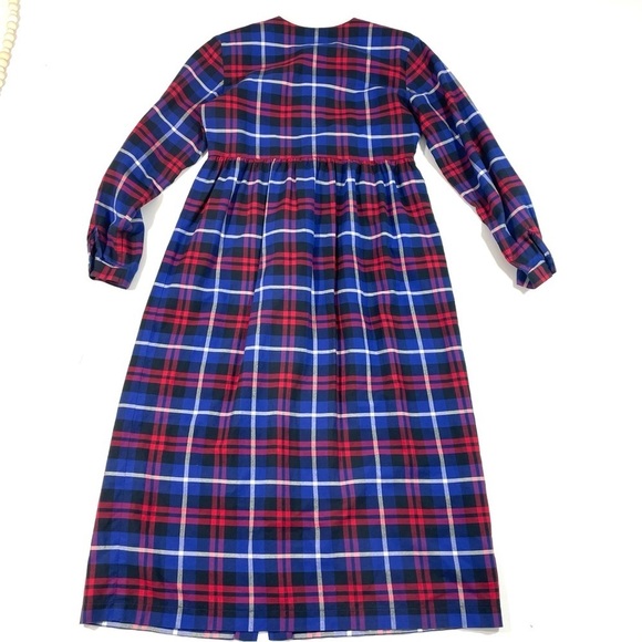 Vintage Talbots Plaid Long Sleeve Dress Empire Waist - Picture 2 of 5